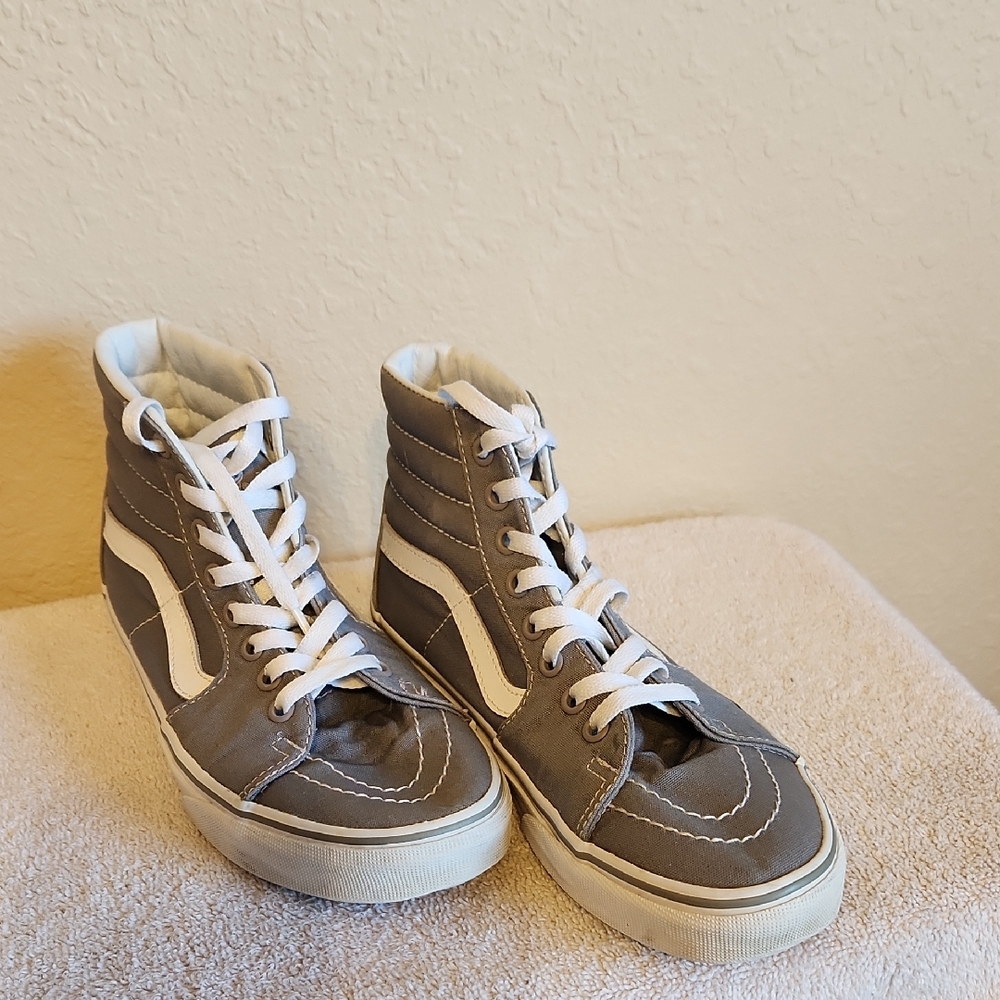 Vans Gray and White High-Top Athletic Shoes